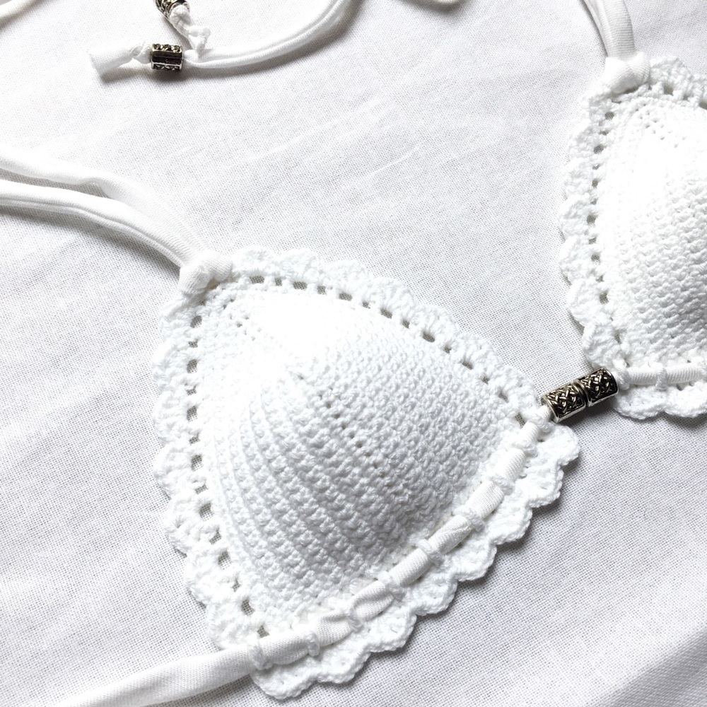 Boho White Crochet Bikini New - Picture 4 of 7